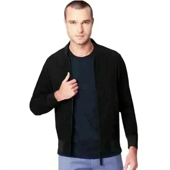Blank NYC Men's Suede Bomber Jacket Black Size Medium NEW - Picture 1 of 15
